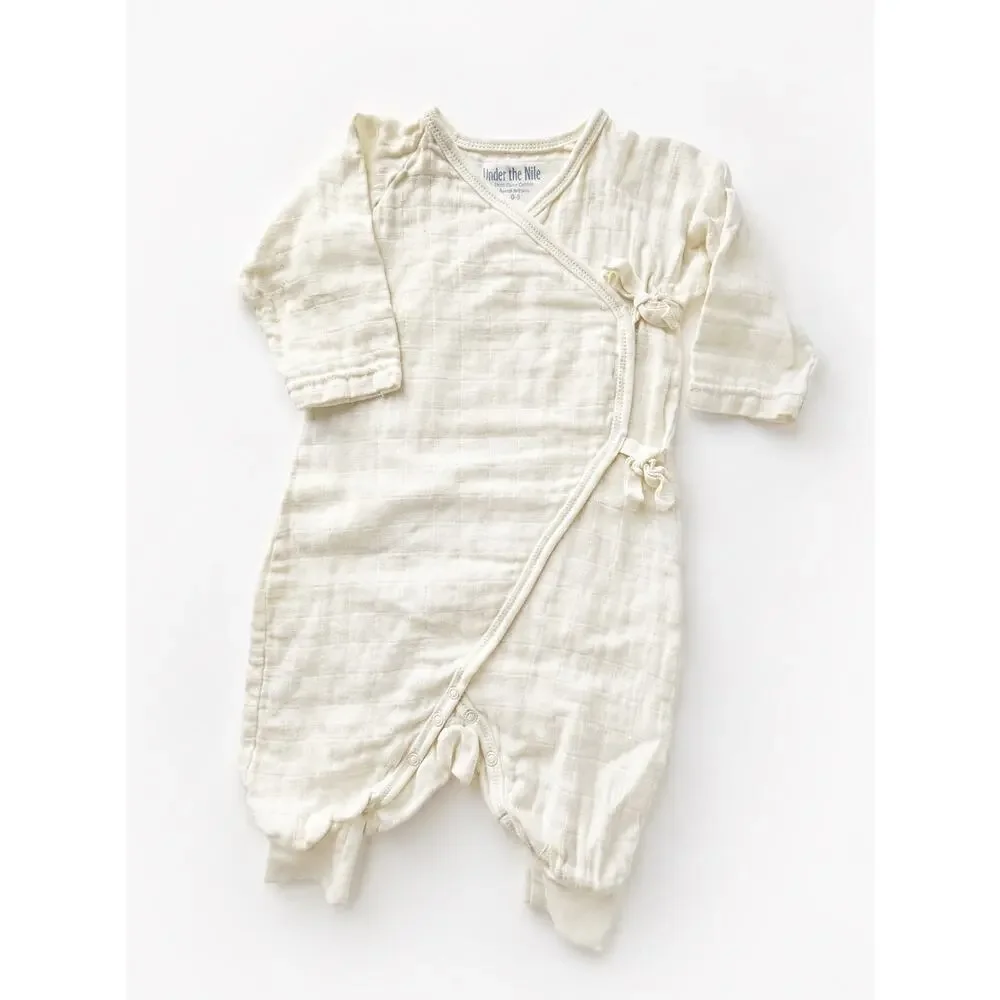 Under the Nile Organic Cotton Baby Kimono Romper 3–6 Months Cream Never Worn